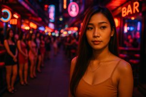 Scène de vie nocturne en Thaïlande illustrant la complexité du tourisme sexuel à Bangkok