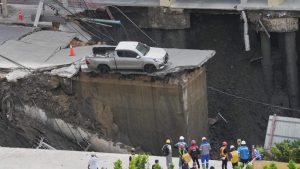 Vue aérienne d'un effondrement de route à Bangkok en Thaïlande
