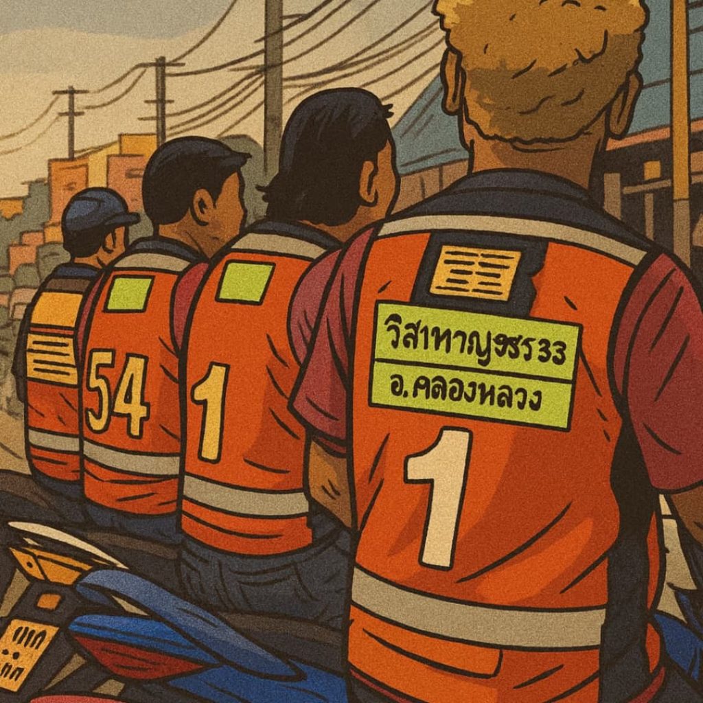 Gilet orange motosaï Thaïlande