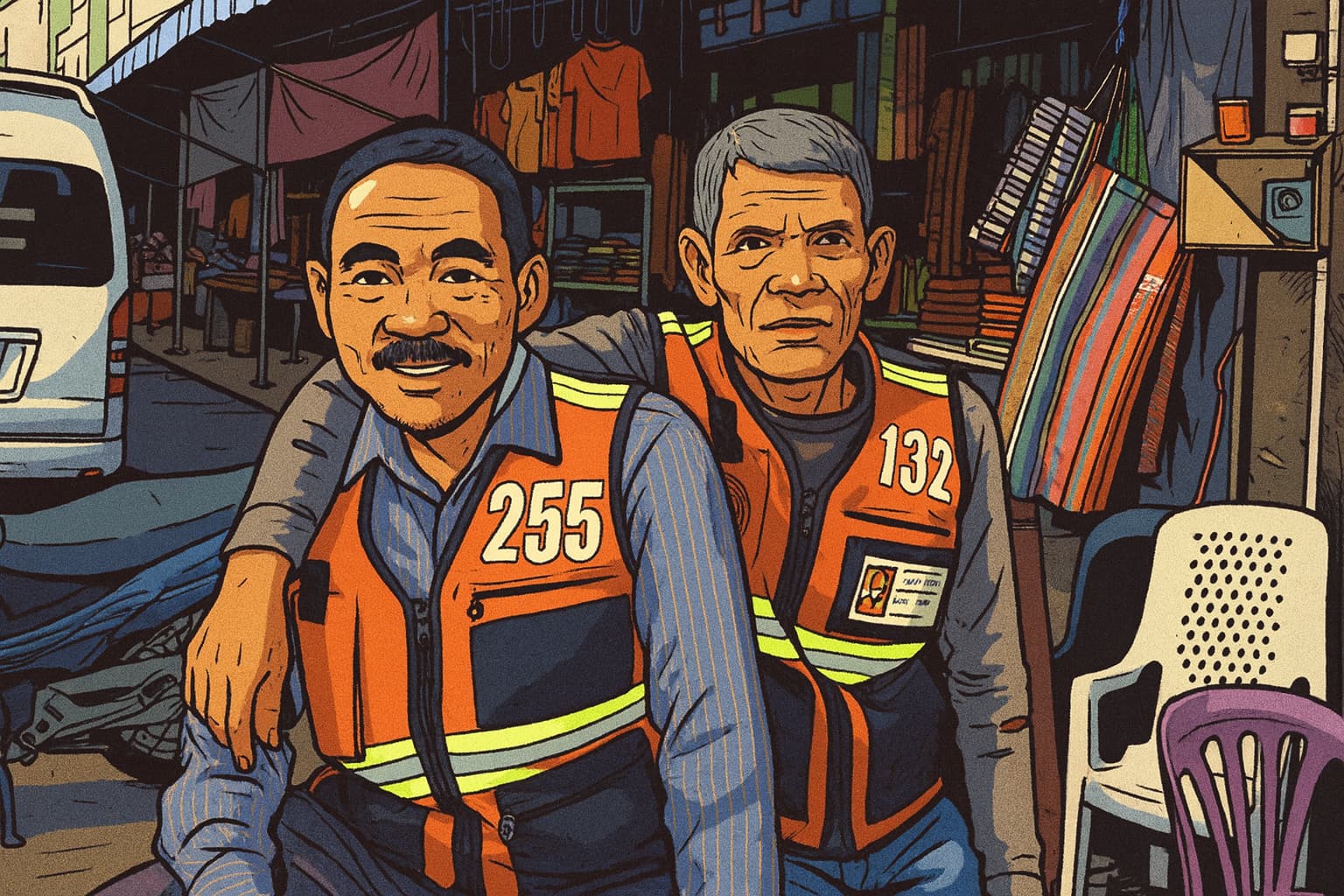 Motosaï Thaïlande ces moto-taxis du quotidien en gilet orange