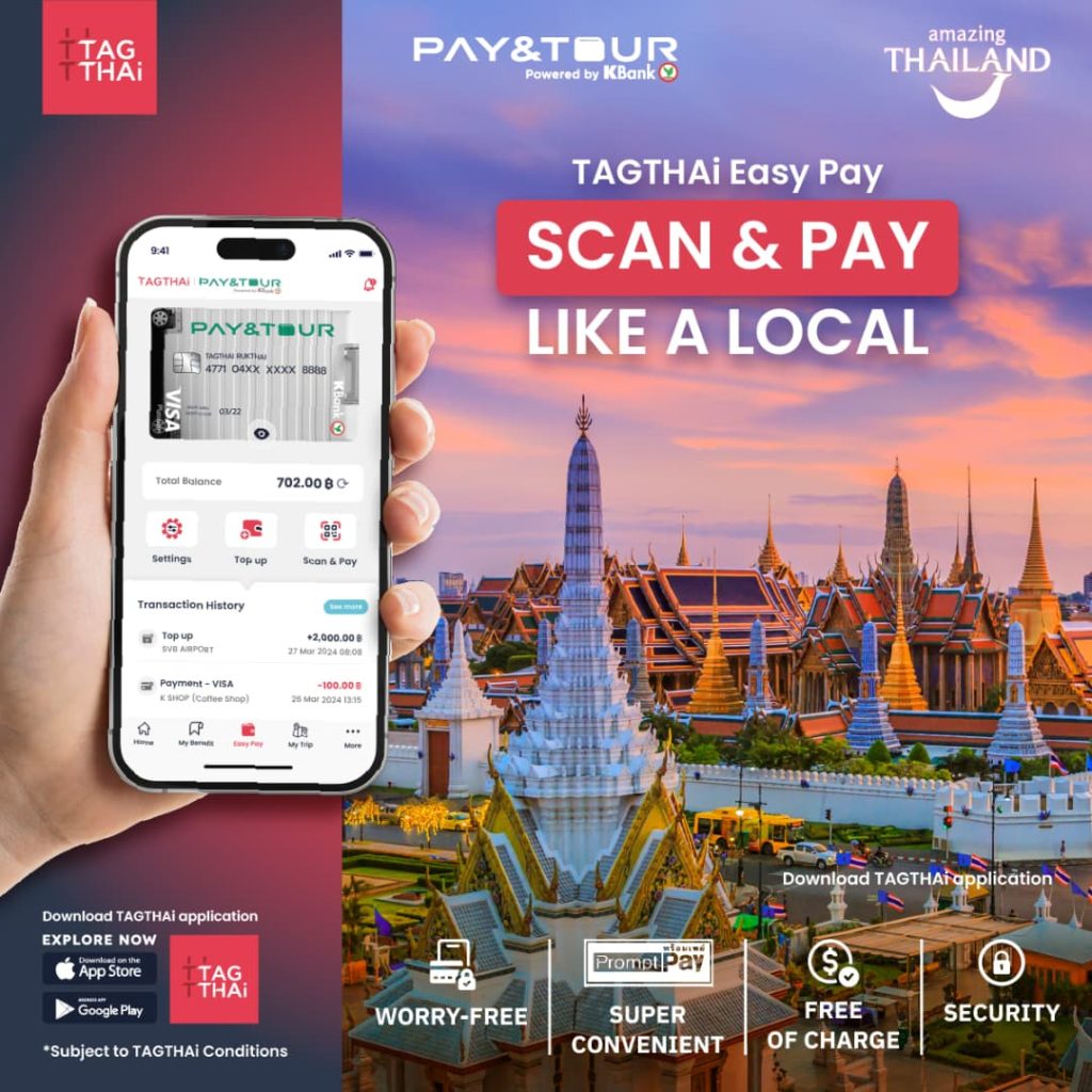 application tagthai easy pay - paiement qrcode touriste thailande
