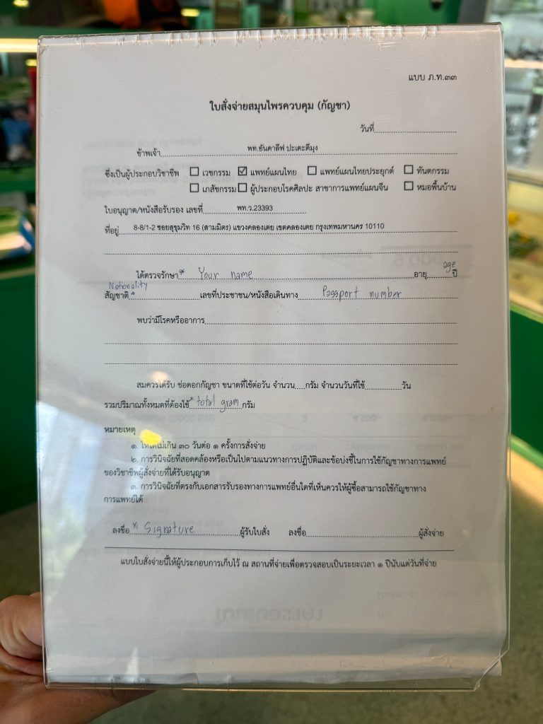 ordonnance cannabis Thaïlande