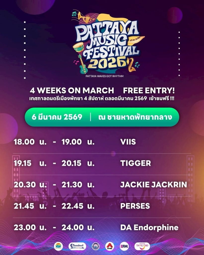 Programme du 6 mars du Pattaya Music Festival 2026