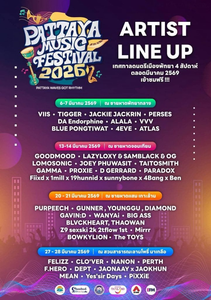 Programme du festival de musique à Pattaya 2026