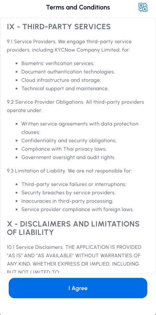 condition d'utilisation application THIM Thailande