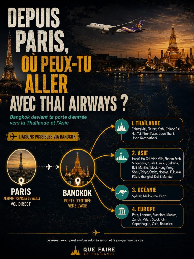 Liaisons 2026-2027 Paris - Thaïlande Thaï Airways - Vietnam - Japon - Singapour